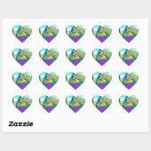 Roze hart en gele paarden hart sticker (Vel)