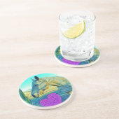 Roze hart en gele paarden zandsteen onderzetter (Zijkant)