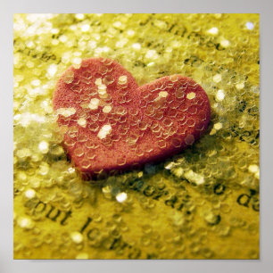 Roze hart en glitter poster