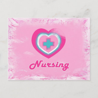 Roze hart en kruisverpleging briefkaart