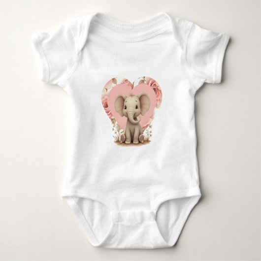 Roze Hart En Olifant Romper (Voorkant)