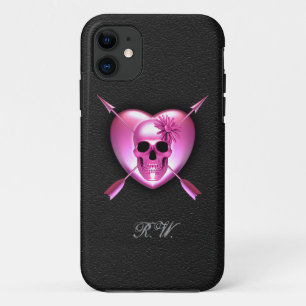 Roze Hart en Schedel iPhone 5 Hoesje