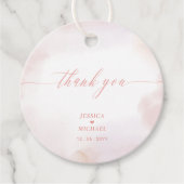 Roze hart en Waterverf bruiloft Dank je foto Bedankjes Labels (Voorkant)