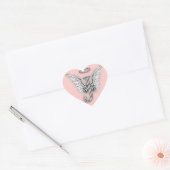 Roze Hart Engel Vleugels Monogram Hart Sticker (Envelop)