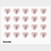 Roze Hart Engel Vleugels Monogram Sticker (Vel)