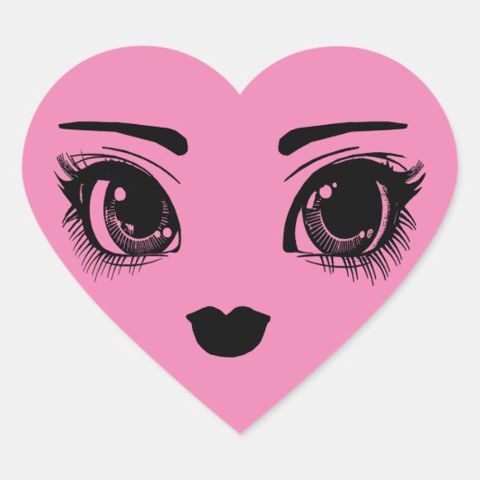 Roze Hart Face Art Sticker (Voorkant)