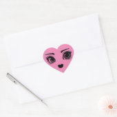 Roze Hart Face Art Sticker (Envelop)