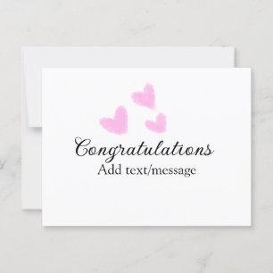 Roze hart felicitaties afstuderen aquarel a briefkaart