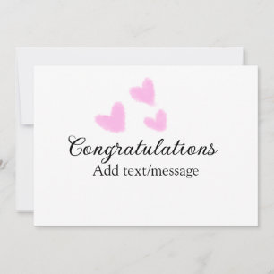 Roze hart felicitaties afstuderen aquarel a kaart