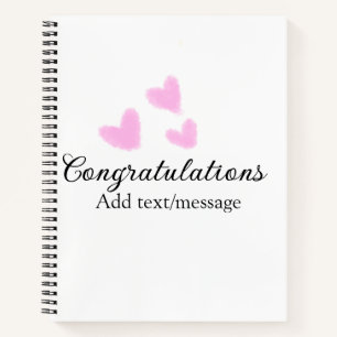 Roze hart felicitaties afstuderen aquarel a notitieboek