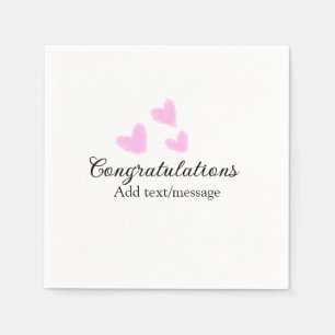 Roze hart felicitaties afstuderen aquarel a servet