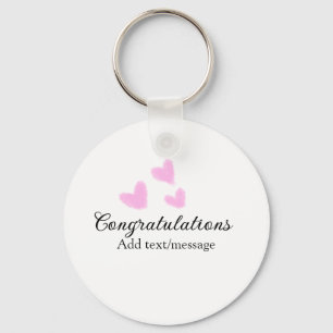Roze hart felicitaties afstuderen aquarel a sleutelhanger