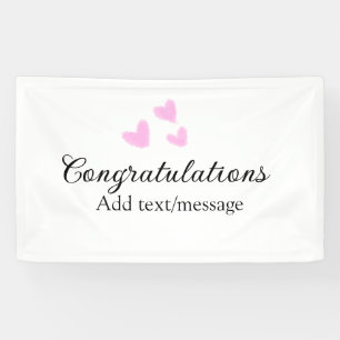 Roze hart felicitaties afstuderen aquarel a spandoek