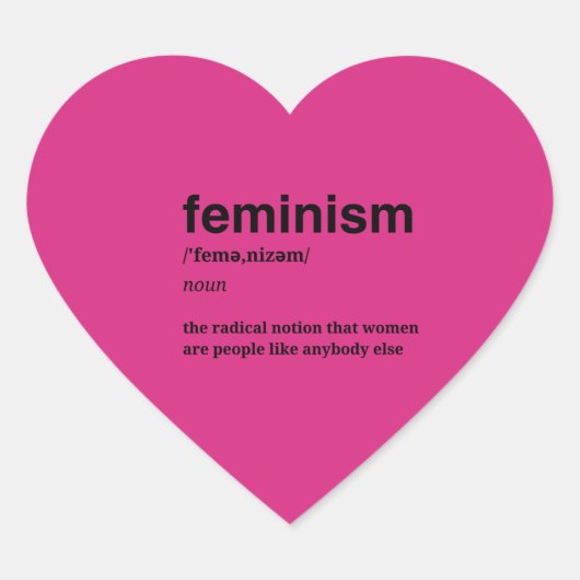 Roze Hart Feministische Sticker (Voorkant)