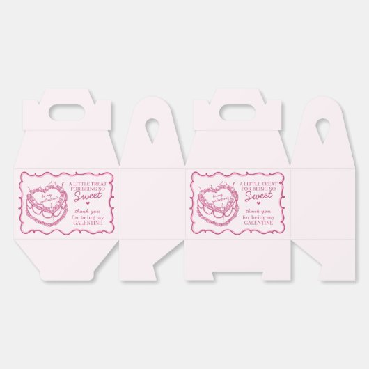Roze Hart Flirterig Kersencake Galentine Feestje Bedankdoosjes (Ongevouwen)