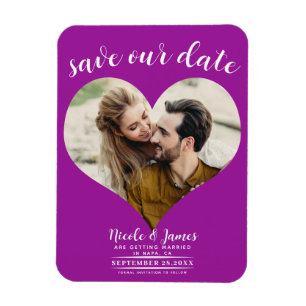 Roze Hart Foto Trouw Save the Date Magneet