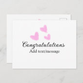 Roze hart gefeliciteerd afstuderen waterverf a briefkaart (Voorkant / Achterkant)