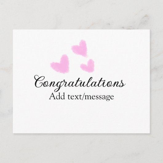 Roze hart gefeliciteerd afstuderen waterverf a briefkaart (Voorkant)