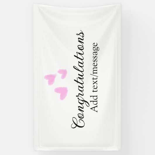 Roze hart gefeliciteerd afstuderen waterverf a spandoek (Verticaal)