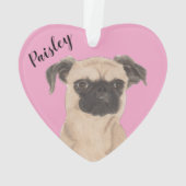 Roze Hart Gepersonaliseerd Brussel Griffon Hond Ornament (achterkant)