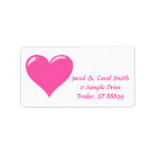Roze Hart Gepersonaliseerde Mailing Labels (Voorkant)