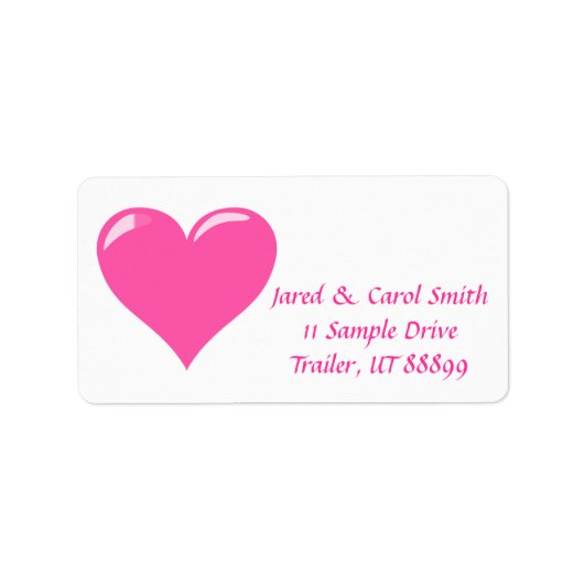 Roze Hart Gepersonaliseerde Mailing Labels (Voorkant)