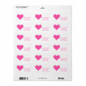 Roze Hart Gepersonaliseerde Mailing Labels (Full Sheet)