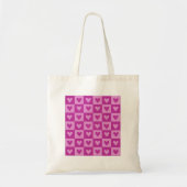 Roze hart geruite canvas tas. tote bag (Voorkant)
