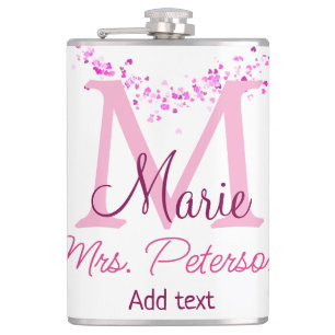 Roze hart glitter monogram leraar Mrs Modern gi Heupfles