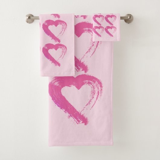 Roze Hart Handdoek Set (Insitu)