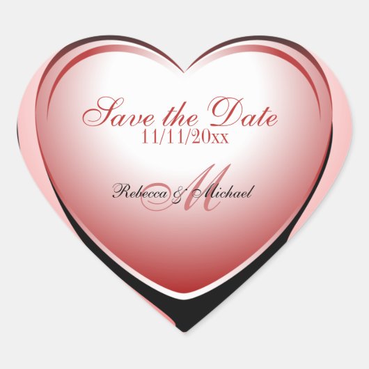 Roze Hart Hanger Save the Date Hart Sticker (Voorkant)