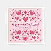 Roze hart Happy Valentijnsdag en aangepaste tekst Servet (Voorkant)