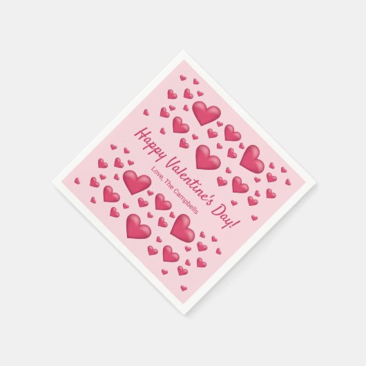 Roze hart Happy Valentijnsdag en aangepaste tekst Servet (Hoek)
