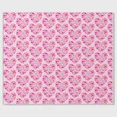 Roze hart Happy Valentines Day Cadeaupapier (Vlak)