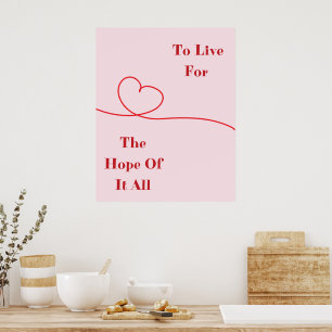 Roze Hart Hoop Citaat Muurprint Poster
