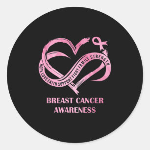 Roze Hart Hoop Liefde Geloof Borstkanker Bewustzij Ronde Sticker