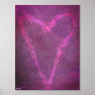 Roze Hart II Gouden of Zilveren Folie Print