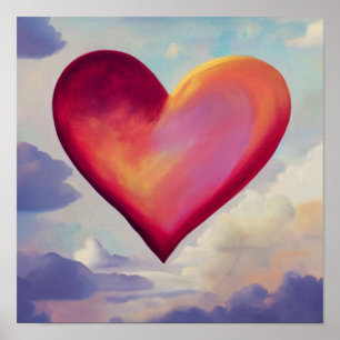 Roze hart in het Poster Sky