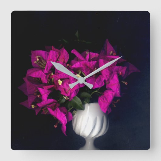 Roze hart in zwart vierkante klok (Voorkant)