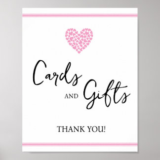 Roze Hart Kaarten en Cadeaus Baby Shower Poster