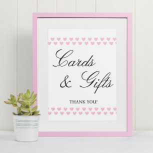 Roze Hart Kaarten en Geschenken Baby shower Poster