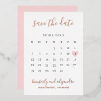 Roze Hart Kalender Modern Bruiloft Save The Date
