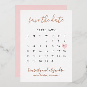 Roze Hart Kalender Moderne Trouw Save The Date Folie Uitnodiging