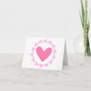 Roze Hart Lavendel Laurier Krans Liefde Feestdagen Kaart