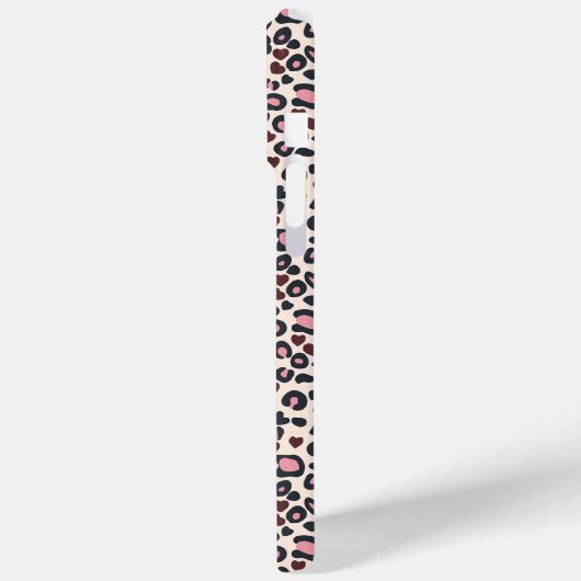 Roze Hart Leopard Print iPhone Case (Achterkant / Links)