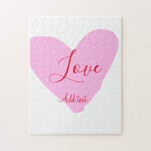Roze hart liefde gelukkig Valentijnsdag tekst rood Legpuzzel