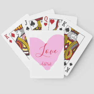 Roze hart liefde gelukkig Valentijnsdag tekst rood Pokerkaarten