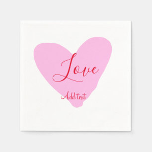 Roze hart liefde gelukkig Valentijnsdag tekst rood Servet