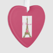 Roze Hart Liefde Paris Eiffeltoren Ornament (voorkant)
