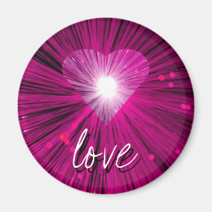 Roze hart 'liefde' ronde koelkastmagneet magneet
